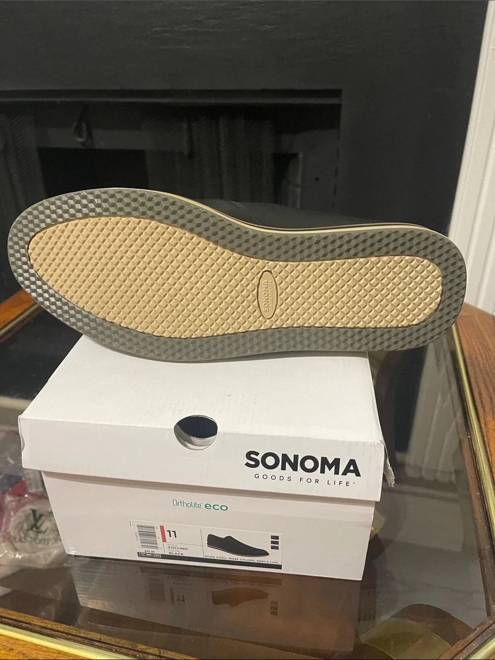 Sonoma Black Leather Slip-On Loafer with Tan-Trim Sole